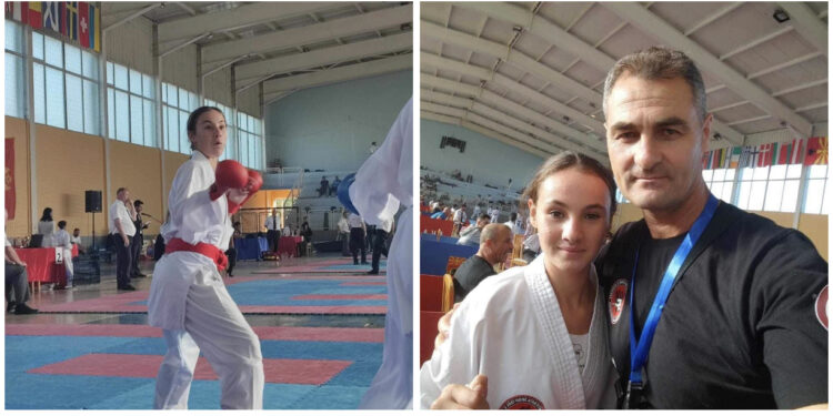 Ekipi lushnjar “Medalje Ari” në karate, Amanda Dedej nderon flamurin kuqezi në Maqedoninë e Veriut!
