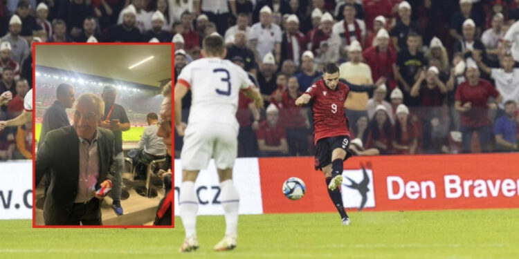 Spektakli i kombëtares, Edy Reja në tribunë në mbështetje të Shqipërisë