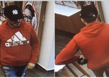 FOTO/ I veshur me të kuqe dhe me kapele, publikohet fotoja e autorit që grabiti dyqanin te “Myslym Shyri”