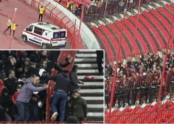 “Shqipëri, Shqipëri”/ Tifozët e Malit të Zi bëjnë “kërdinë” në Beograd, sherr dhe stola të thyer