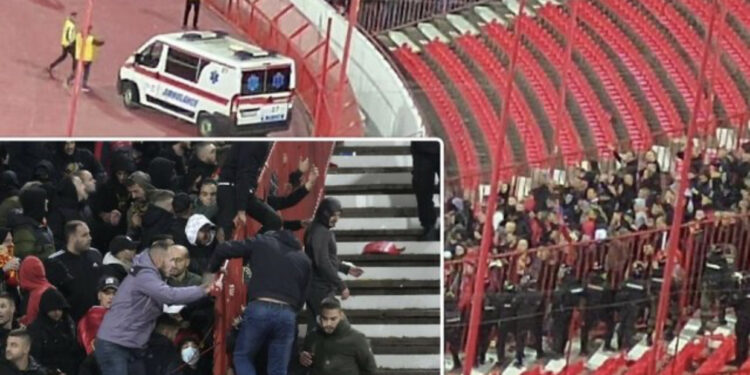 “Shqipëri, Shqipëri”/ Tifozët e Malit të Zi bëjnë “kërdinë” në Beograd, sherr dhe stola të thyer