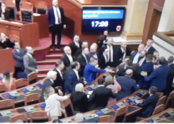 VIDEO/ Grushta në Kuvendin e Shqipërisë