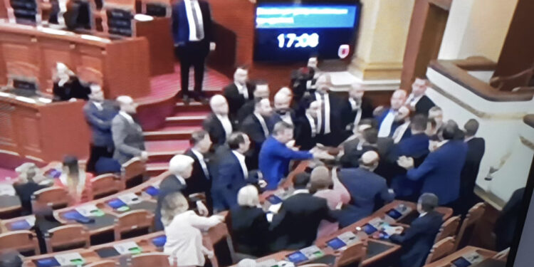 VIDEO/ Grushta në Kuvendin e Shqipërisë