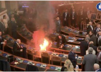 VIDEO/ Tym dhe flakë, “mbytet” Parlamenti