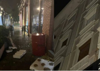 CIARAN, bie fasada e një pallati në Korçë, shpëtojnë mrekullisht kalimtarët