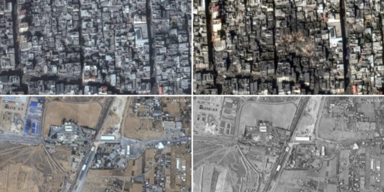 FOTO/ Para dhe pas bombardimeve, imazhe satelitore të Gazës