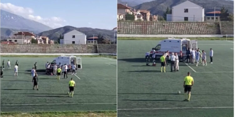VIDEO/ Momente paniku në Burrel, lojtari bie pa ndjenja në fushë pas përplasjes me shokun e skuadrës