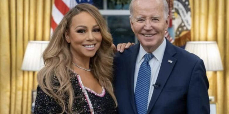 VIDEO/ Mariah Carey takohet me Joe Biden në Shtëpinë e Bardhë