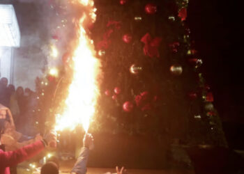 I vihet flaka pemës në Kosovë, gjendet mbishkrimi: Mos festo, Viti i Ri nuk është i myslimanëve