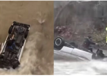 Pamje tmerruese, shpëtohet pas 14 orësh gruaja e bllokuar në automjetin gjysmë të zhytur në ujë