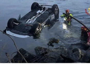 FOTO/ Makina bie nga 40 metra në liqen