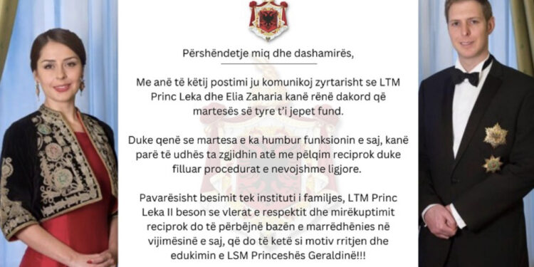 Fotografia e Lulzim Bashës u fut në mes/ Princ Leka e Elia Zaharia zyrtarizojnë ndarjen edhe me dokument