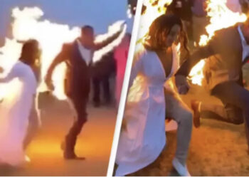 VIDEO/ Ҫmenduri, nusja dhe dhëndri i vënë flakën vetes gjatë ceremonisë martesore, pamje që po thyejnë rrjetin
