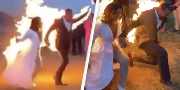 VIDEO/ Ҫmenduri, nusja dhe dhëndri i vënë flakën vetes gjatë ceremonisë martesore, pamje që po thyejnë rrjetin