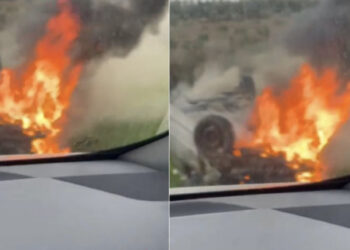 FOTO/Shpërthen në flakë makina në Belsh, shpëtojnë familjarët