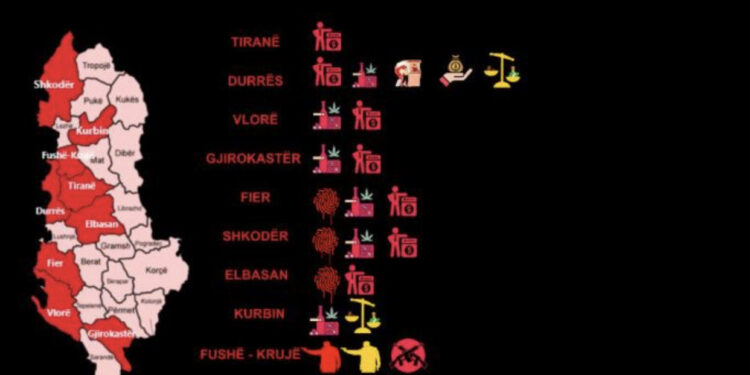 Harta/ Ku ka më shumë vrasje, atentate dhe kokainë në Shqipëri