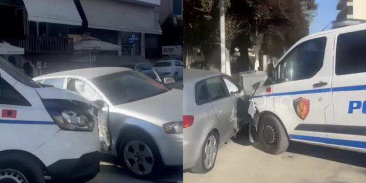 Aksident në Fier/ Furgoni i policisë përplaset me “Audi-n”