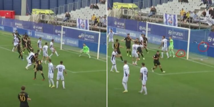 A quhet një gol i tillë? Dy topa përfunduan në rrjetë dhe Reali Madridi merr fitore me gol të çuditshëm