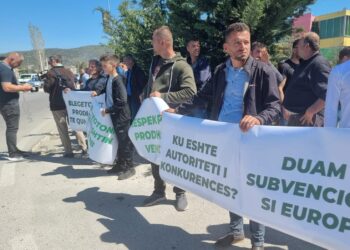 VIDEO/ Protesta për subvencionet, policia në zonë, fermerët: Ku është Autoriteti i Konkurencës?