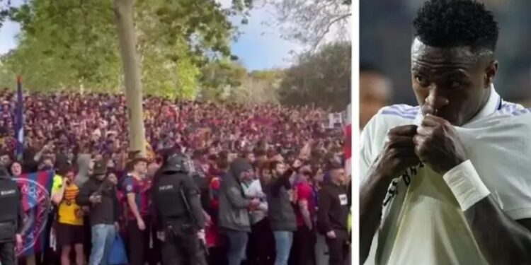 Tifozët e Barcelonës bën thirrje të turpshme ndaj Vinicius Jr para ndeshjes me PSG-në