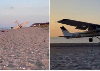 VIDEO/ Aeroplani tenton uljen urgjente, ngulet me kokë në rërë