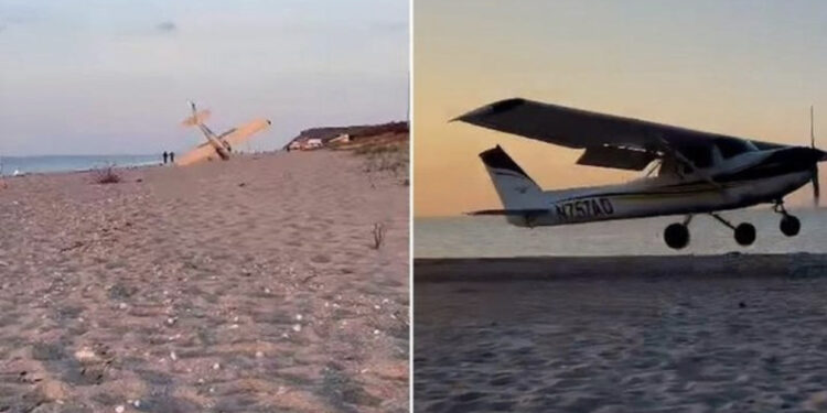 VIDEO/ Aeroplani tenton uljen urgjente, ngulet me kokë në rërë