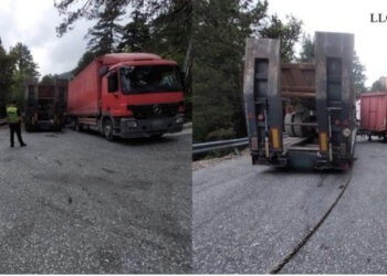 Bllokohet aksi Orikum-Llogara, kamioni rrëshqet në kthesë