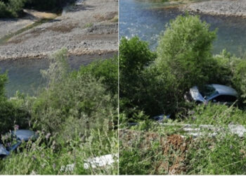 Aksident që pa gdhirë! ‘Golfi’ përfundon buzë lumit