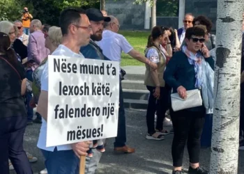 FOTOLAJM/ “Nëse mund të lexosh këtë falëndero një mësues”, 1 Maji/ Mësuesit në protestë