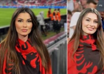 FOTO/ ‘Vodhi’ Champions League-n, kush është bukuroshja që mban flamurin shqiptar
