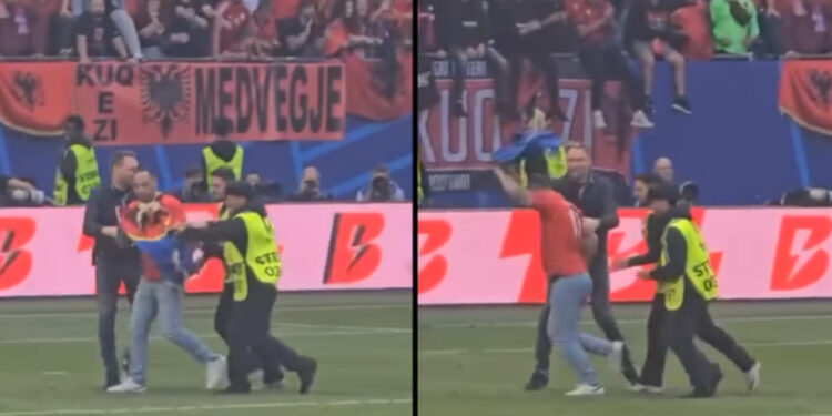 Nuk u kap në kamera, shikoni momentin kur një tjetër tifoz shqiptar futet në fushë gjatë ndeshjes me Kroacinë