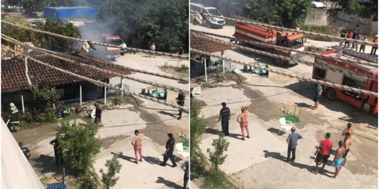 FOTO/ Merr flakë lokali në Vlorë, zjarrëfikësit në vendngjarje