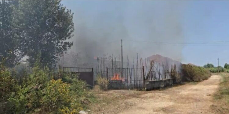 Marrin flakë ish-magazinat në Lushnje, vendi mbulohet nga tymi