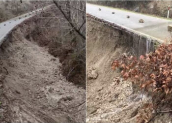 Moti i keq, bllokohet rruga Lozhan- Moglicë -Gramsh pas rëshqitjes së dherave