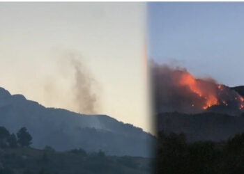 Zjarr në Malin e Tomorit, era favorizon përhapjen e flakëve