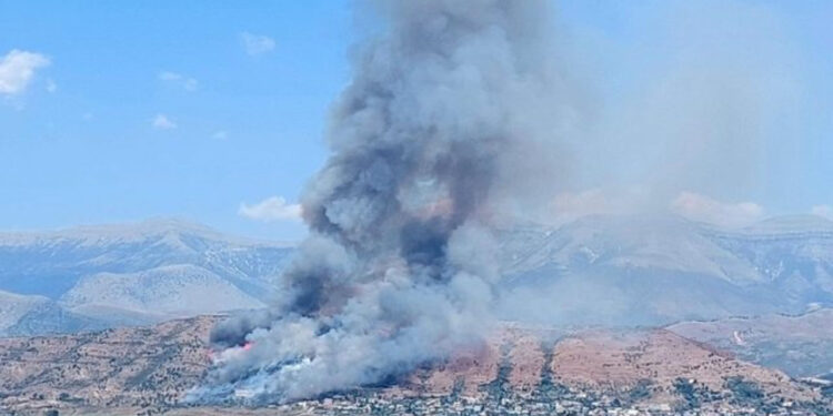 Zjarr i madh në parkun arkeologjik të Finiqit, kërkohet ndërhyrja nga ajri