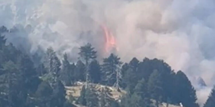 Parku Kombëtar i Tomorit ende nën flakë, nis ndërhyrja me helikopter për shuarjen e vatrave aktive