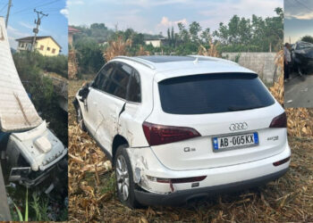 Përplasje e rëndë në Elbasan-Peqin/Dy makina dhe një trajler të përfshirë në aksident