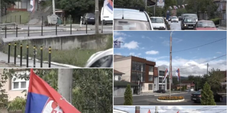 Flamuj serbë vendosen në Veri të Kosovës