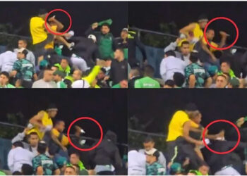 VIDEO/ Përleshje të dhunshme në stadium, pezullohet ndeshja, lojtarët braktisin fushën