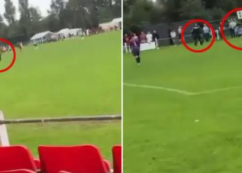 VIDEO/ Momenti i arrestimit të futbollistit gjatë ndeshjes, policia ia vendosi prangat në fushë