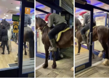 VIDEO/ Dy burrat mbi kuaj hyjnë për të prorositur ushqim në ‘fast-food-in’ në Britani