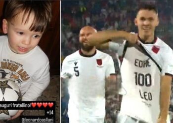Edhe 100 Leo! Për kë ishte mesazhi në bluzën e Asllanit pas golit ndaj Gjeorgjisë…
