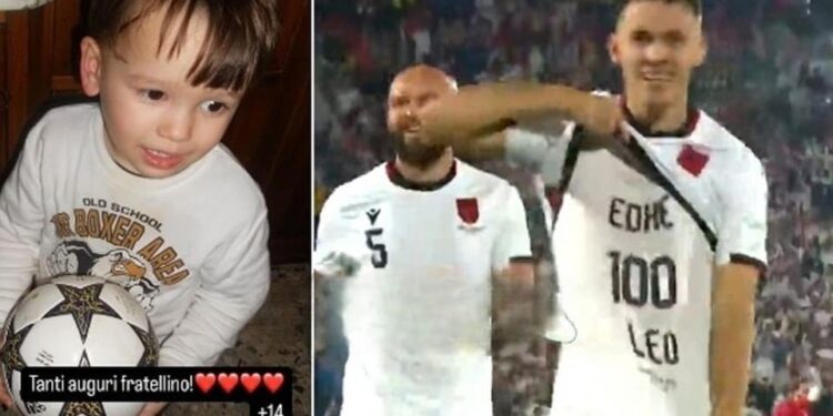 Edhe 100 Leo! Për kë ishte mesazhi në bluzën e Asllanit pas golit ndaj Gjeorgjisë…