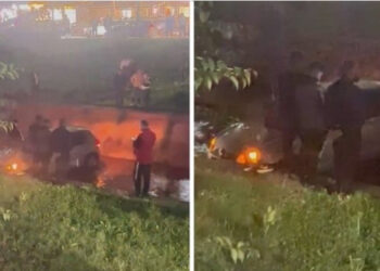 Aksident i frikshëm në Tiranë, makina “fluturon” nga rruga dhe përfundon në Lanë