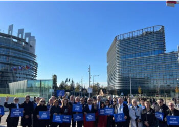 Deputetët e PD me pankarta para Parlamentit Europian: Drejtësia po përdoret për të goditur opozitën