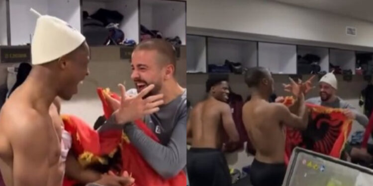 VIDEO/ Edon çfarë po bën? Pas golit dhe festës kuqezi, Zhegrova lëshon përtokë flamurin kombëtar!