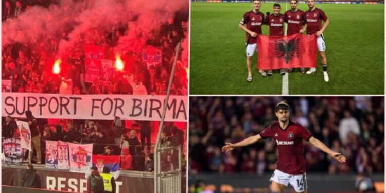 Skandaloze nga tifozët e Sparta Pragës, përkrahin lojtarin serb me flamur anti-Kosovë