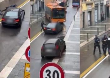 VIDEO/ U ndalua nga efektivët për kontroll rutinë, i riu shqiptar merr para policin me mjetin luksoz në Itali, urbani i bllokon rrugën