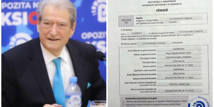 Berisha dorëzon kërkesën në KQZ për regjistimin e PD-së në zgjedhjet e 11 Majit